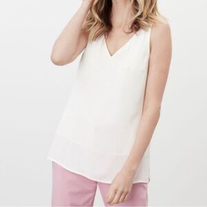 Joules Kyra Solid V-Neck Tank in Cream